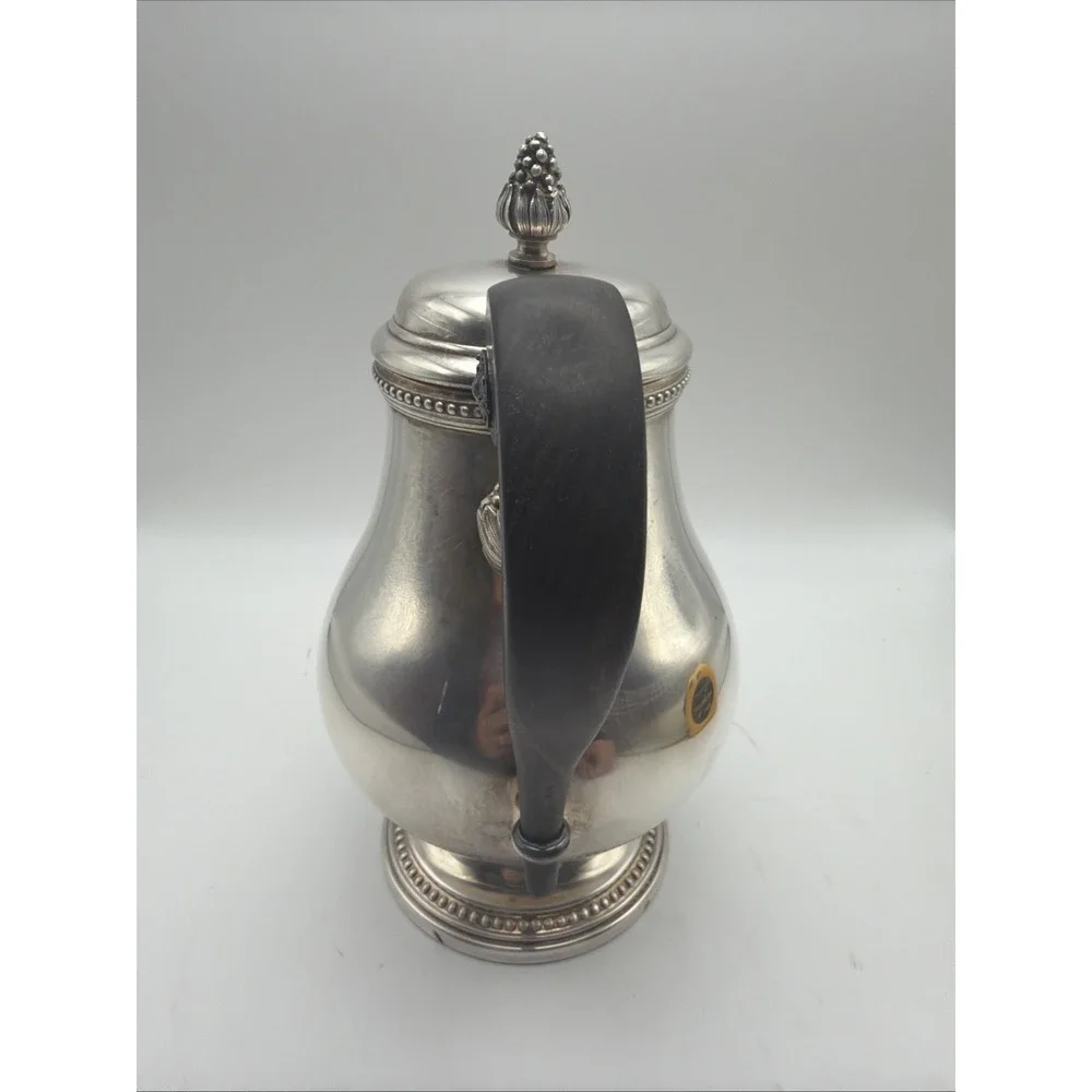 Christofle France Perles Silver Plated Coffee Pot Wood Handle Empire Style